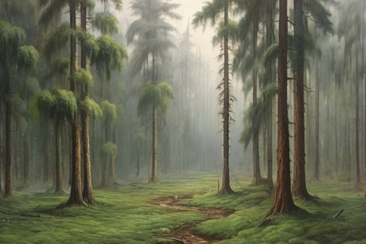 Лес в дождливый день