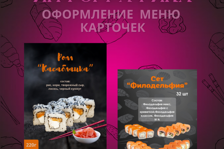Инфографика для кафе и суши ресторанов