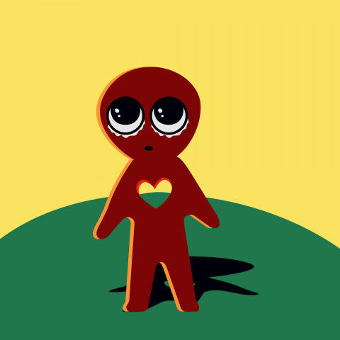 Cartoon personage. Fall in love and missing