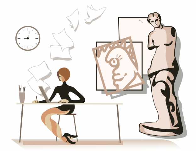 Business-woman in art sphere. Designer