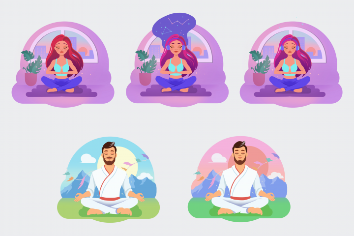 Иллюстрации для приложения медитаций
