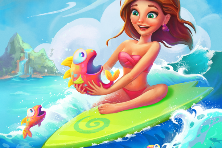 Иллюстрация про девушку, ловящую золотую рыбку