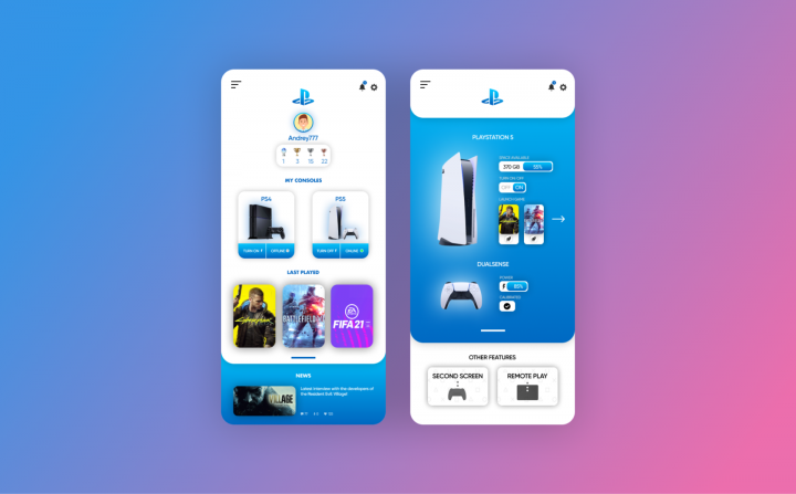 Концепт приложения PlayStation для iOS и Android