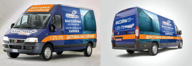 Реклама бассейнов на Фиат Дукато