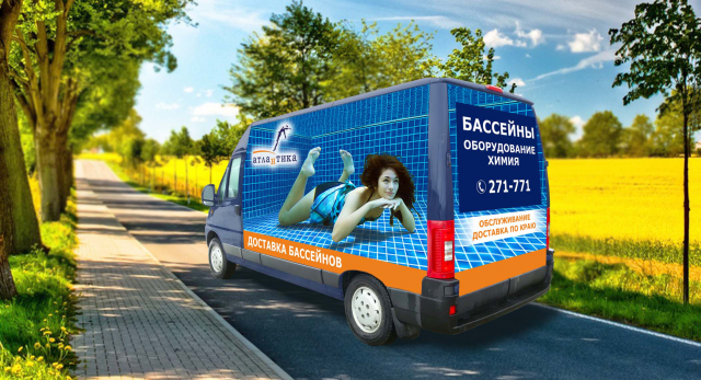 Реклама бассейнов на Фиат Дукато (вариант 3d)