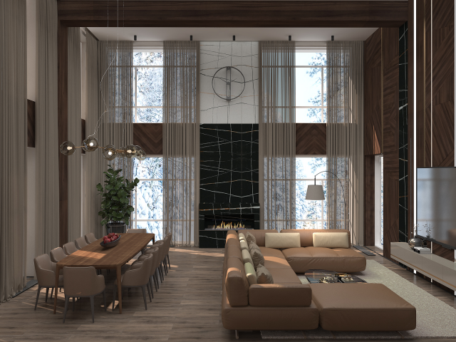 Дизайн проект гостиной в частном доме