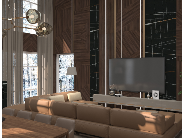 Дизайн проект гостиной в частном доме