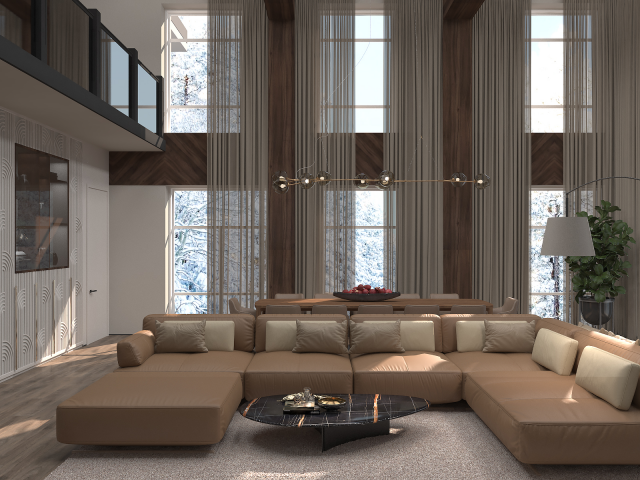 Дизайн проект гостиной в частном доме