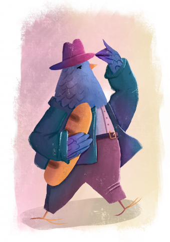 Голубь с батоном белого