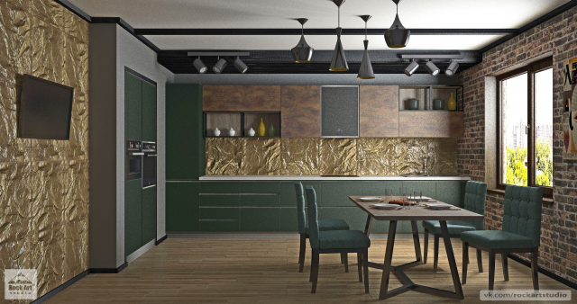 интерьер с кухней