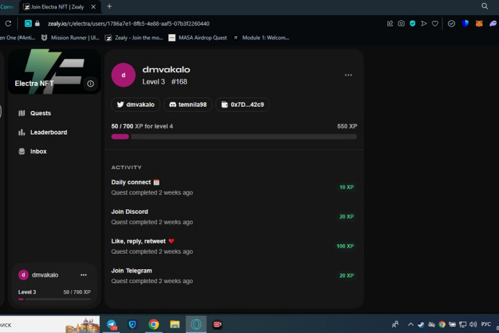 Участие в стартапе Electra NFT