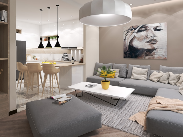 Гостиная с кухней