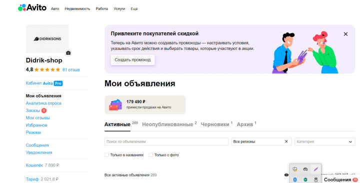 Магазин Didriksons на авито