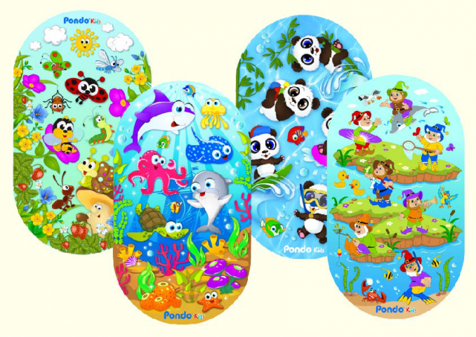 Иллюстрации к детским коврикам для ванной комнаты