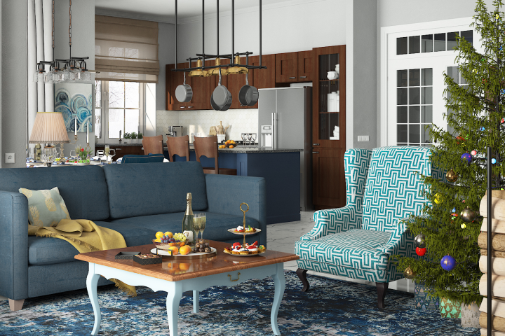 Визуализация дизайна интерьера коттеджа