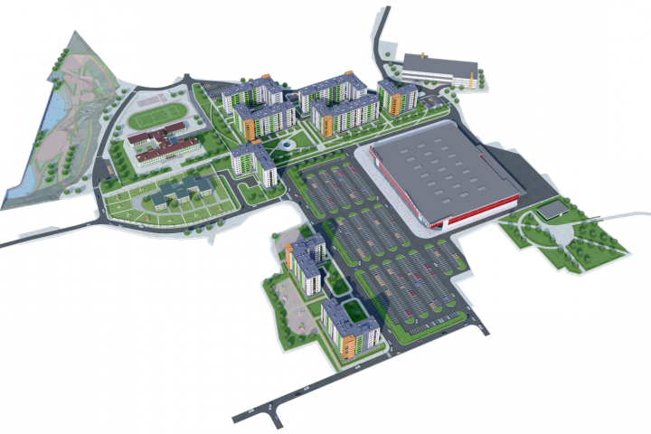 Решение застройки территории с многофункциональным зонированием
