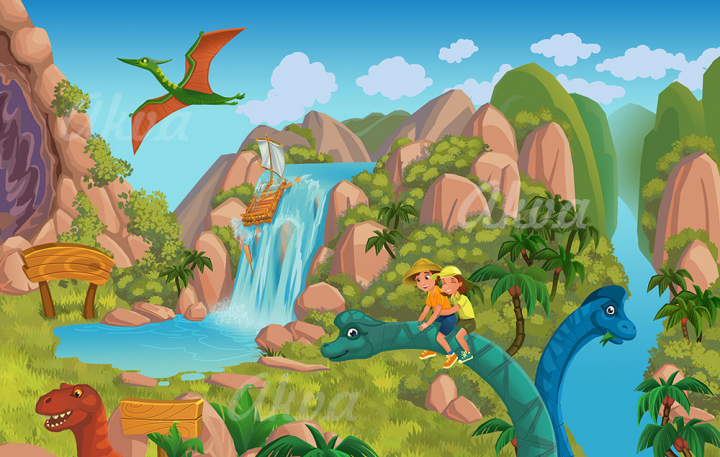 Фон с водопадом детская графика