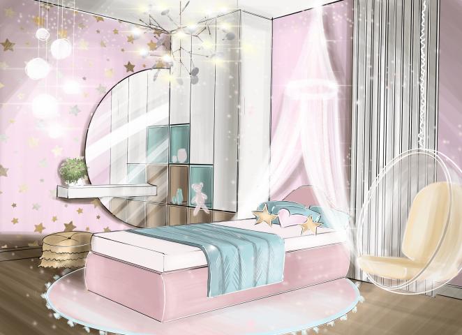 Визуализация детской для девочки