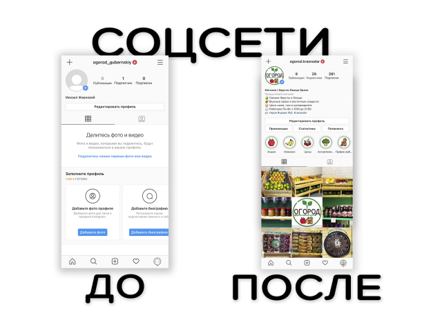 Оформление инстаграма магазина «Огород»