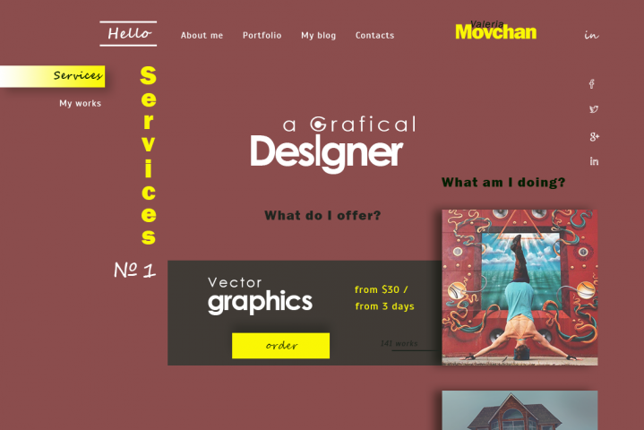 Концепт дизайна сайта портфолио