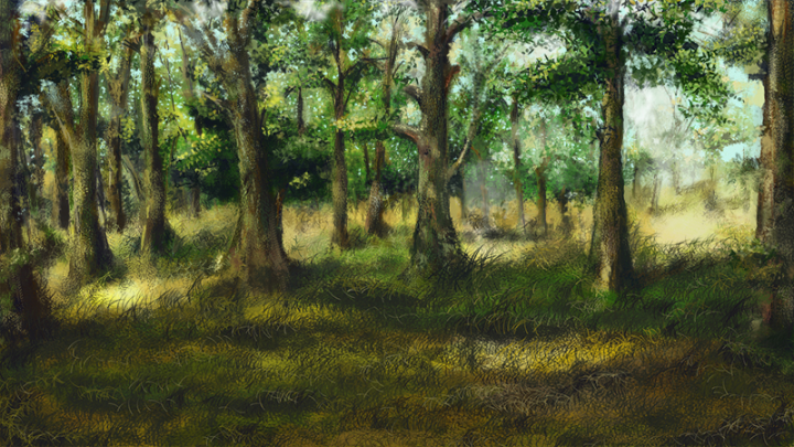 "Лес". Photoshop, рисунок на планшете без фильтров с референса