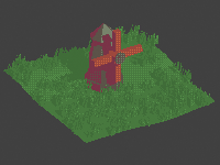 3D pixel art Grass With Wind