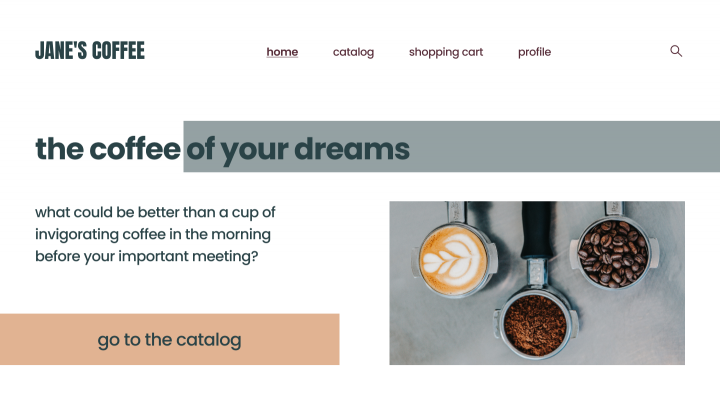 Дизайн многостраничного сайта кофейни "Jane's coffee"