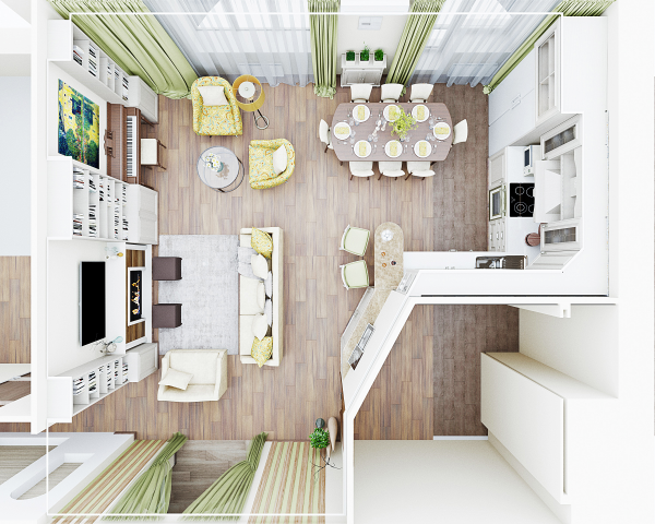 Кухня-гостиная(квартира в Подмосковье)