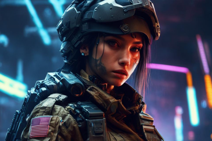 Арт в стиле киберпанк - футуризм