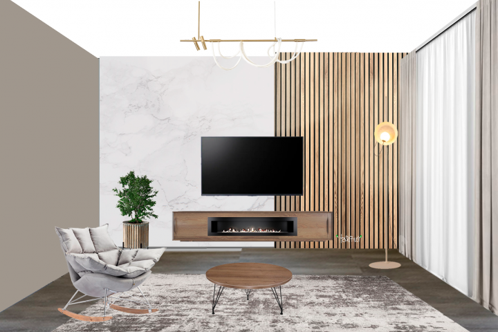 Гостиная в современном стиле с элементами лофт