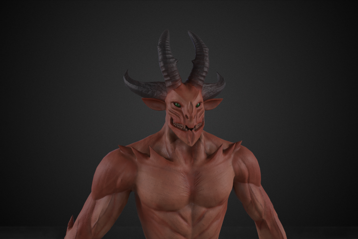 red-skinned horned demon