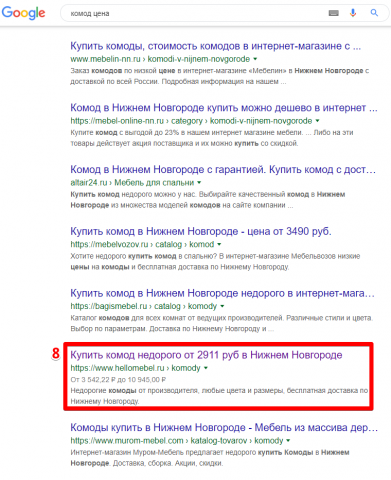 Нижний Новгород - Топ 10 Google - Комод цена
