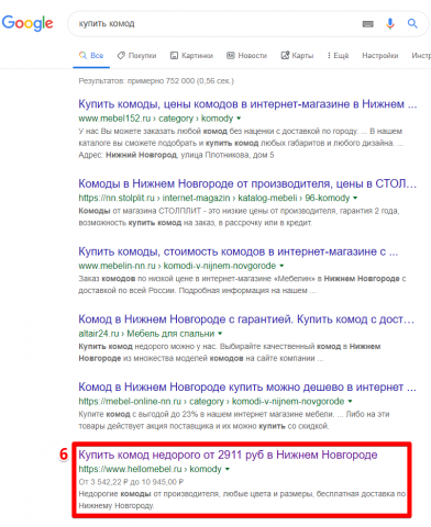 Нижний Новгород - Топ 10 Google - Купить комод