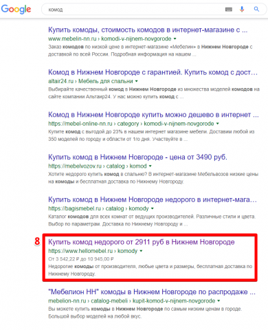 Нижний Новгород - Топ 10 Google - Комод