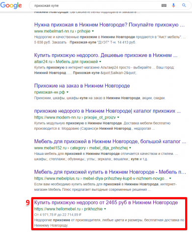 Нижний Новгород - Топ 10 Google - Прихожая купе