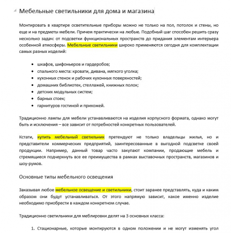 Мебельные светильники для дома и магазина