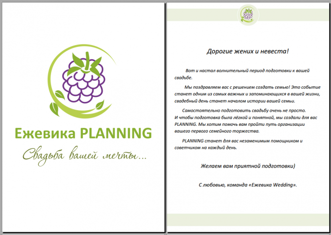 Свадебный планировщик для невест (заказ от студии свадеб)