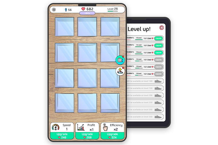 Дизайн приложения "Sneaker Idle"