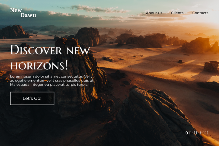 Дизайн лендинга туристической фирмы