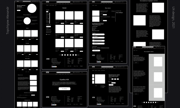 Прототип онлайн магазина (внутренние страницы)