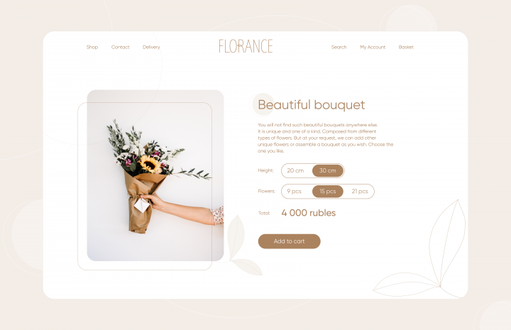 Дизайн карточки товара интернет-магазине доставки цветов