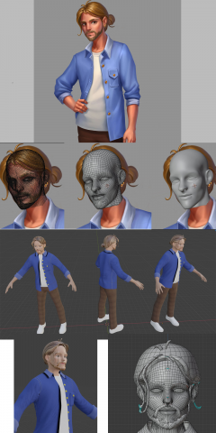 Моделирование и ригинг персонажа по 2 D рисунку