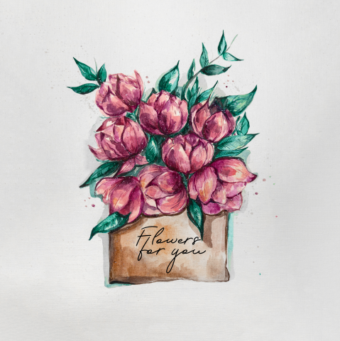 акварельная иллюстрация Flowers for you