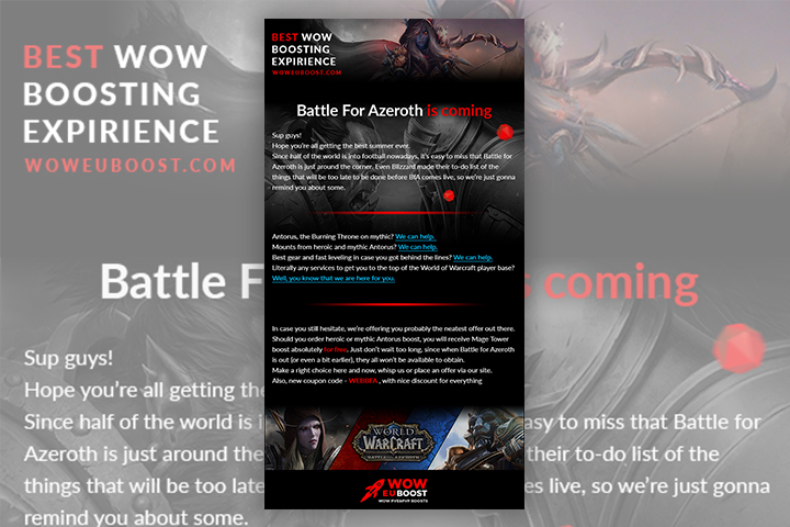 Дизайн e-mail рассылки для woweuboost.com