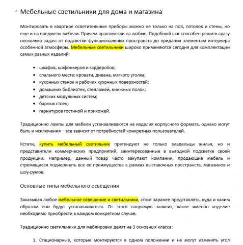 Мебельные светильники для дома и магазина