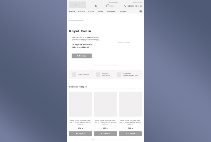Прототип главной страницы интернет-магазина (tablet_740px)
