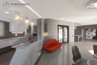 Villa in Milano. Bathroom. Kitchen, living room.