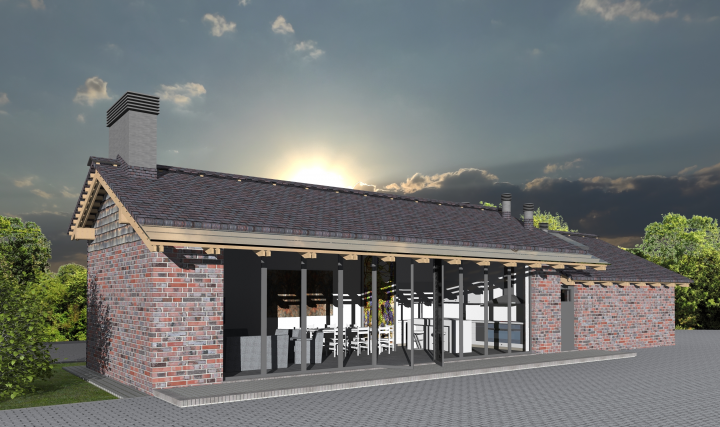 Здание с BBQ и квартирой для персонала