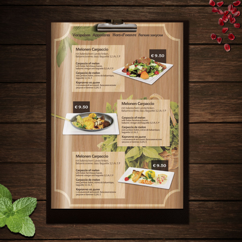 Меню для ресторана Waldblick