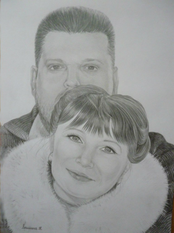 Портрет пары. Карандаш. Формат А3